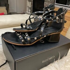 Girotti Black Leather Sandals